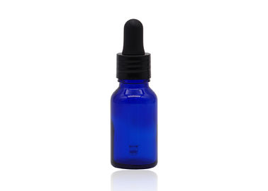 Стеклянные голубые бутылки капельницы эфирного масла с центриком черноты капельницы 18мм черным пластиковым