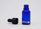 Стеклянные голубые бутылки капельницы эфирного масла с центриком черноты капельницы 18мм черным пластиковым